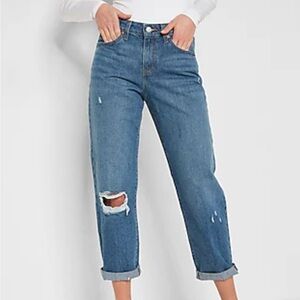 Mid Rise Ripped Boyfriend Jeans